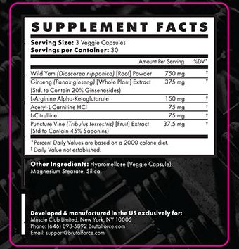 BrutalForce Cardalean Ingredients